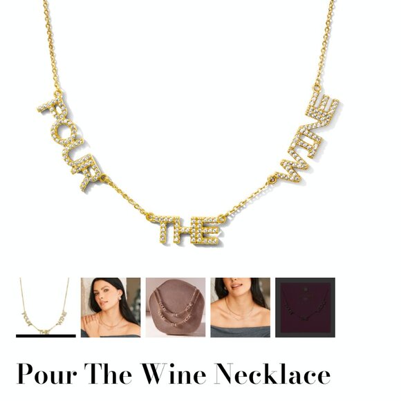 Zaxie Pour the Wine Necklace Cocktail Party New Years Celebrate Wine Lover NWT - Picture 4 of 8